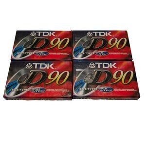 NEW TDK D90 BLANK CASSETTE TAPES LOT OF 4 HIGH OUTPUT SEALED IN PACKAGES